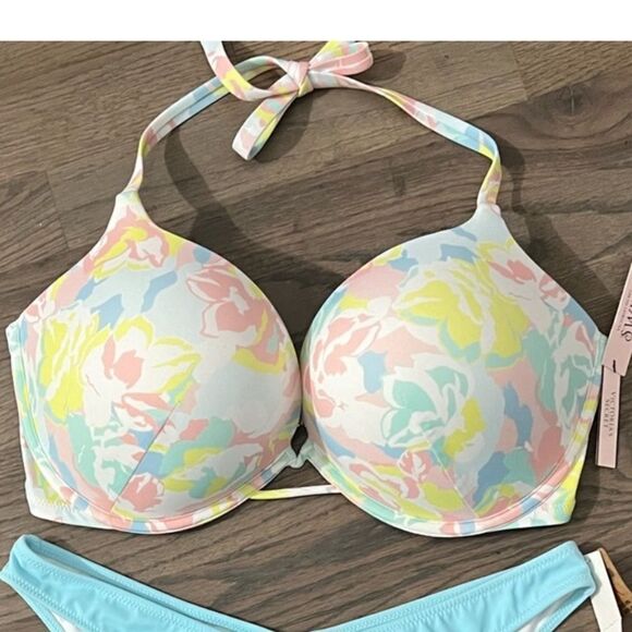 Victorias Secret Swim Bombshell Add-2-Cups Push Up Bikini Top bra multicolor 32D - Picture 4 of 4